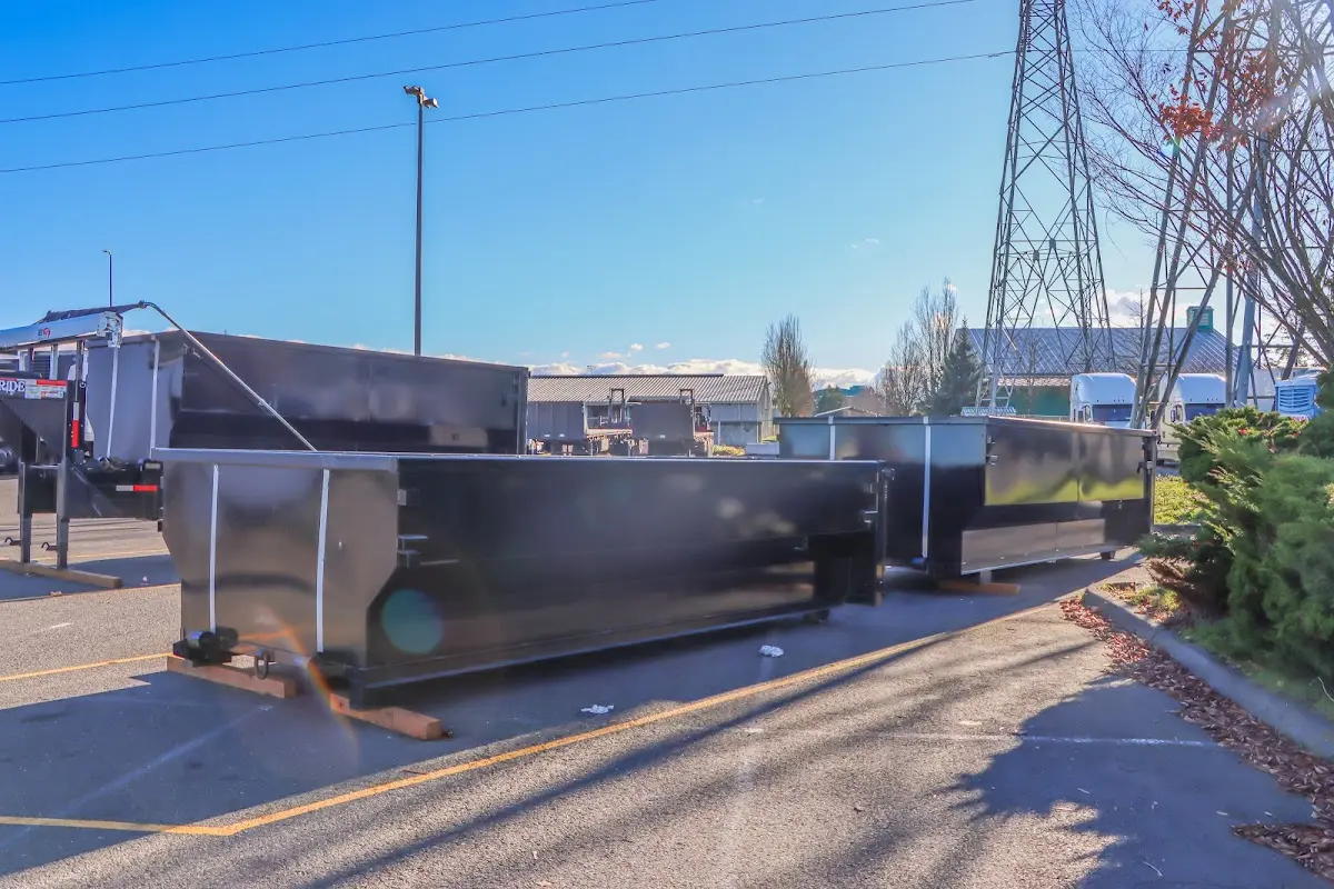 Roll-off dumpster ready for waste disposal at job site for 6 Yard Dumpster Rental in Vestal